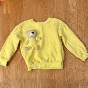 Lola + The Boys Sunny Yellow Sweatshirt with Teddy Bear attached